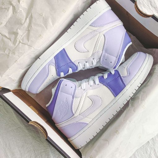 Custom Jordan 1 White Lavender Sneakers