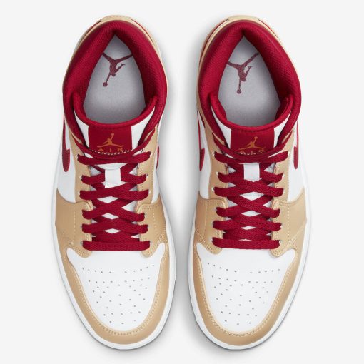 Jordan 1 Mid Light Curry Cardinal