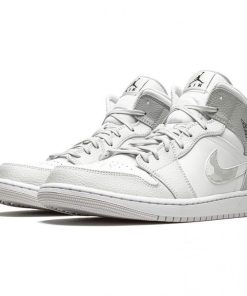 Air Jordan 1 Mid SE GS Swoosh Logo Grey Camo