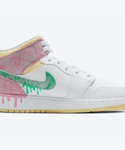 Air Jordan 1 Mid Paint Drip White Pink