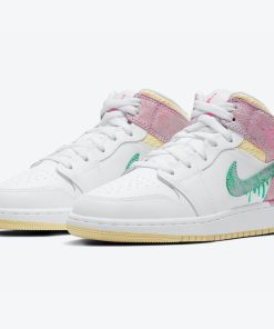 Air Jordan 1 Mid Paint Drip White Pink