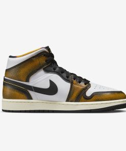 Air Jordan 1 Mid Wear Away White Black Orange