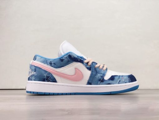 Air Jordan 1 Low Washed Denim/White-Pink