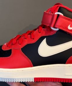 Air Force 1 Mid Split Black University Red