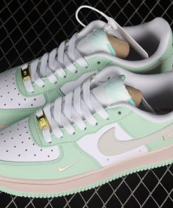 Air Force 1 07 Apple Green White Pink Metallic Gold
