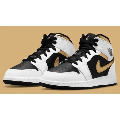 Air Jordan 1 Mid GS White Gold