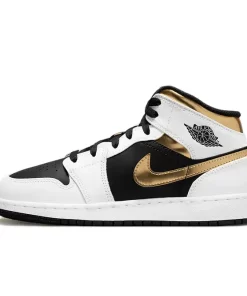 Air Jordan 1 Mid GS White Gold